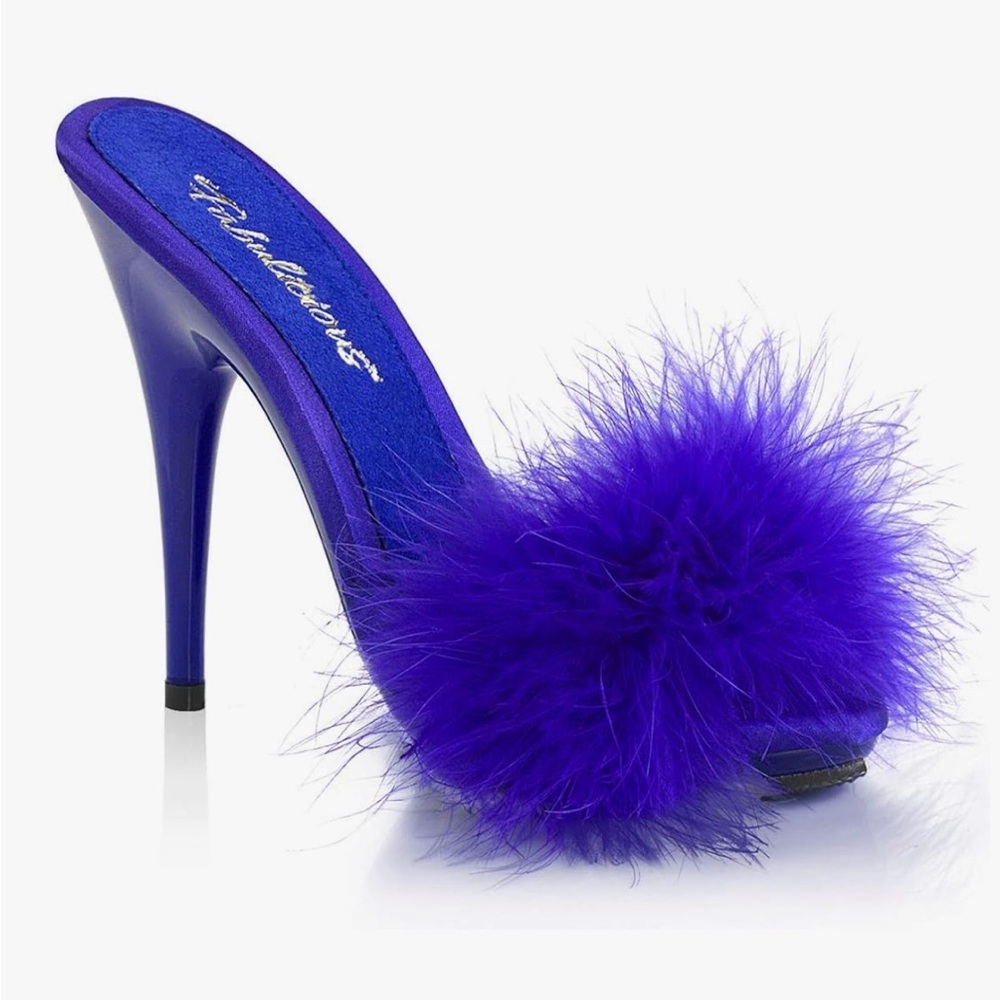 Chic Purple Feathered Women's Heels